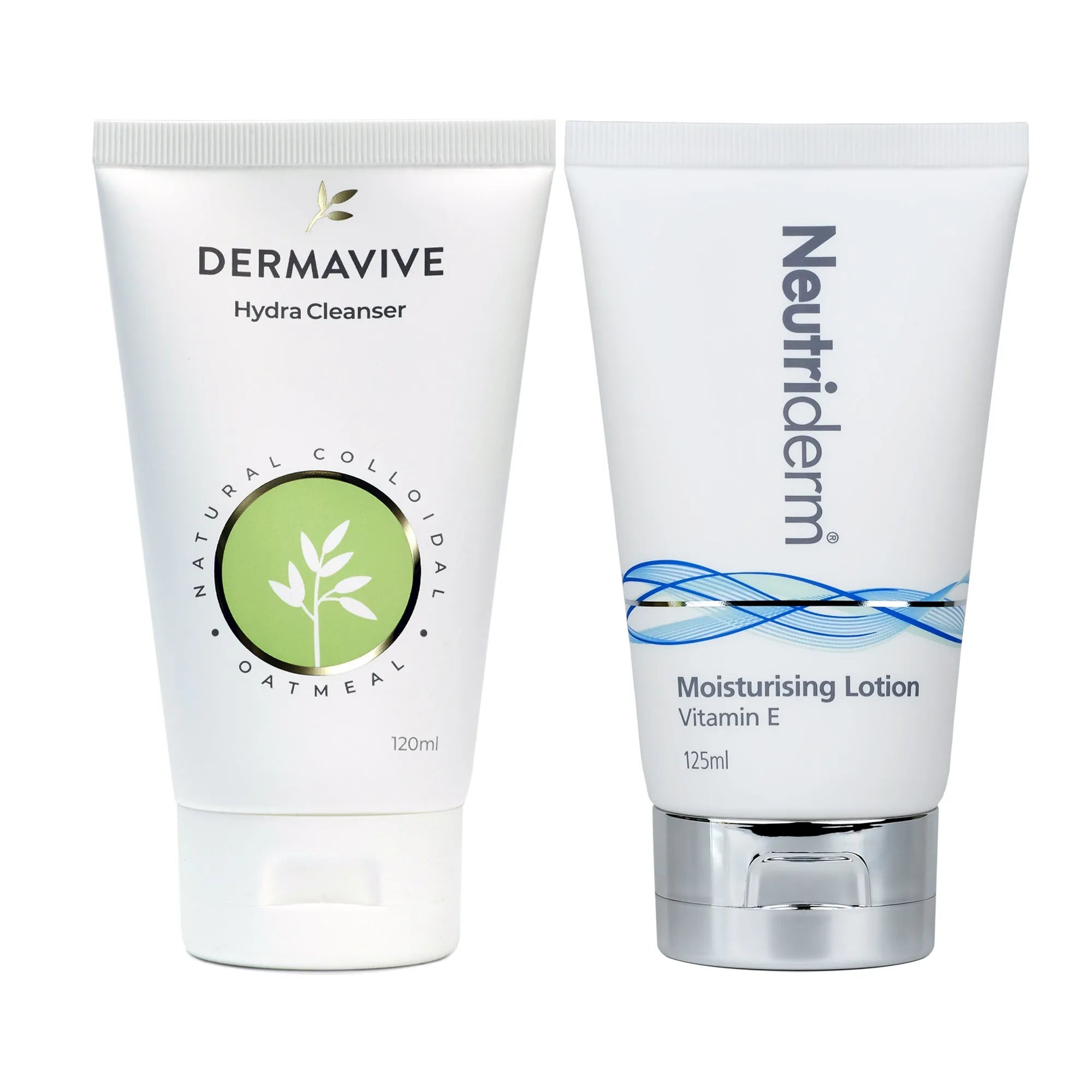 Achieve a flawless makeup base with Neutriderm's Pre-Makeup Skincare Set. This combo includes a gentle Hydra Cleanser to remove impurities and a Vitamin E Moisturising Lotion for deep hydration, leaving your skin prepped for a perfect makeup application.