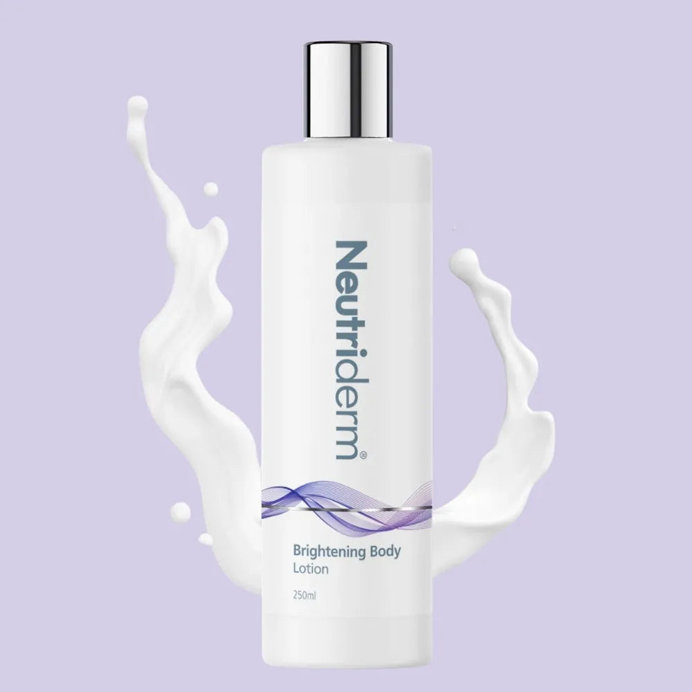  Achieve a radiant, even skin tone with Neutriderm's Brightening Body Lotion. This pH-balanced formula with Retinol & Niacinamide hydrates reduces dark spots and combats early signs of aging.
