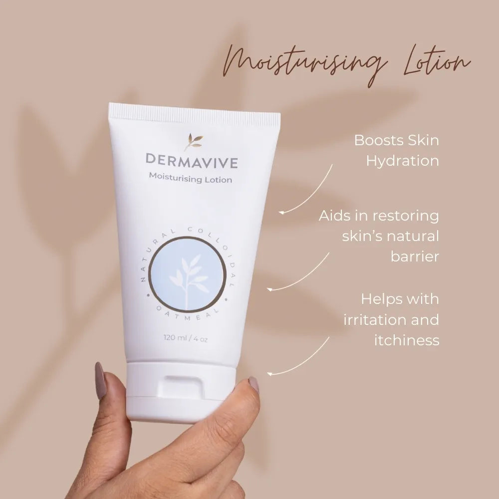  Dermavive Moisturizing Lotion provides deep hydration to keep your skin feeling soft, smooth, and healthy. This lightweight, oil-free formula absorbs quickly and won't clog pores. Perfect for daily use on all skin types.