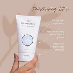  Dermavive Moisturizing Lotion provides deep hydration to keep your skin feeling soft, smooth, and healthy. This lightweight, oil-free formula absorbs quickly and won't clog pores. Perfect for daily use on all skin types.