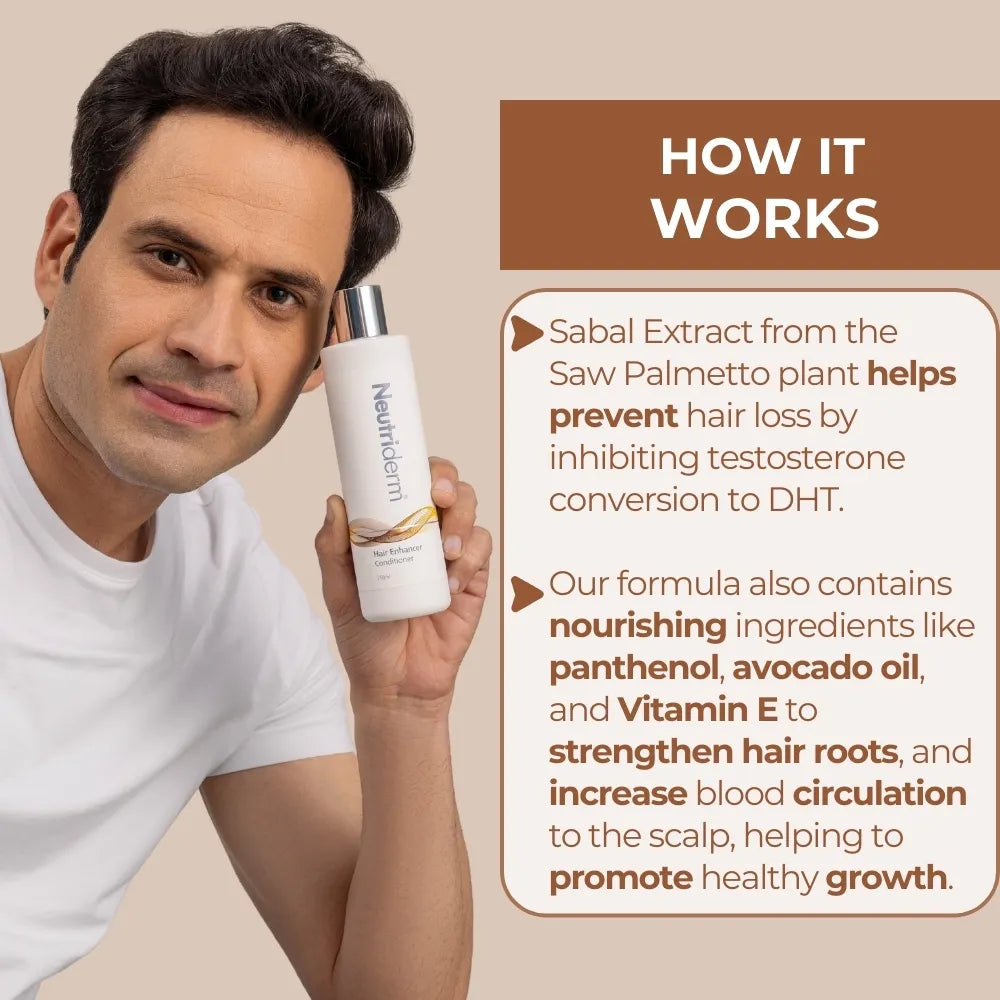  Give your hair the boost it deserves! Neutriderm Hair Enhancer Conditioner strengthens hair, prevents breakage, and enriches the scalp with botanical extracts and Vitamin E. Shop now for healthier, shinier hair!