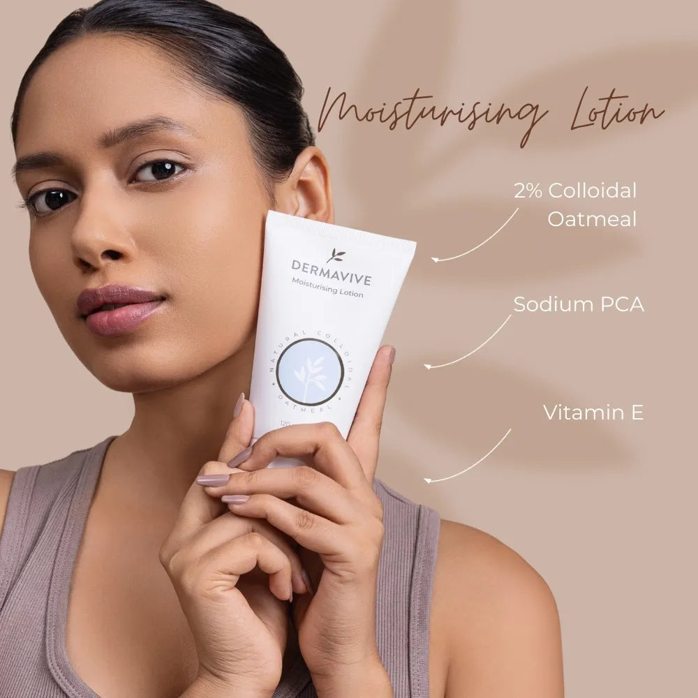  Dermavive Moisturizing Lotion provides deep hydration to keep your skin feeling soft, smooth, and healthy. This lightweight, oil-free formula absorbs quickly and won't clog pores. Perfect for daily use on all skin types.