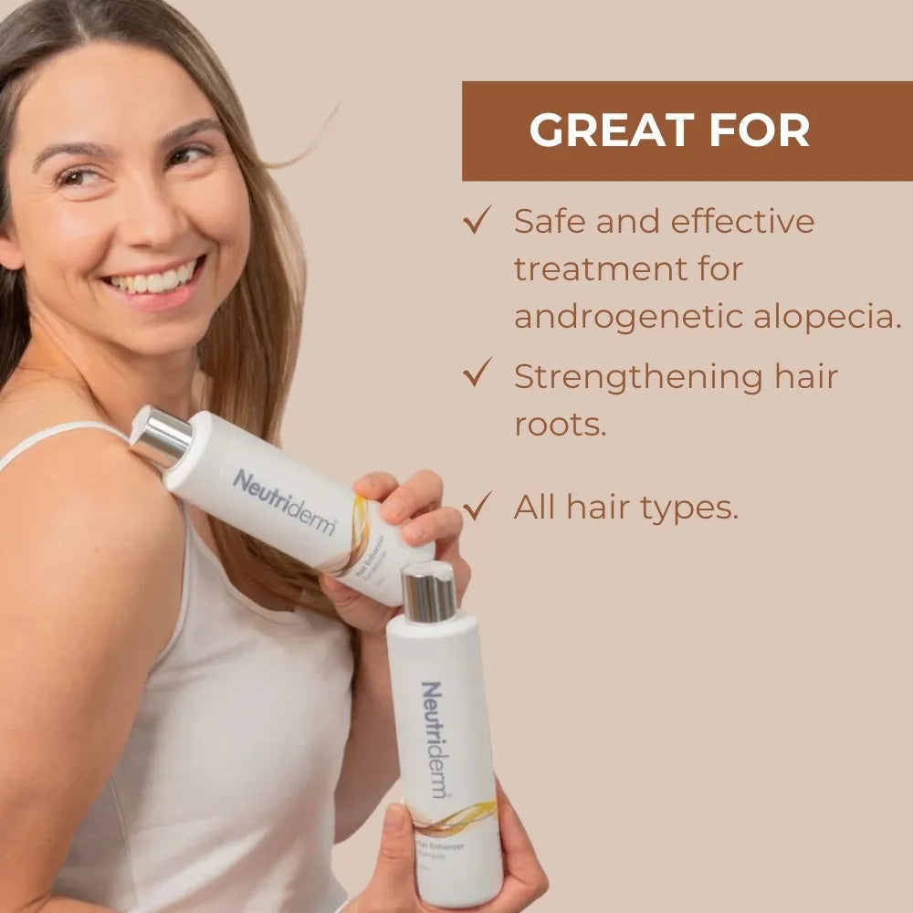  Get the hair you've always dreamed of with the Neutriderm Volumising Bundle. This 3-piece set includes a shampoo, conditioner, and lotion formulated to promote thicker, fuller hair.