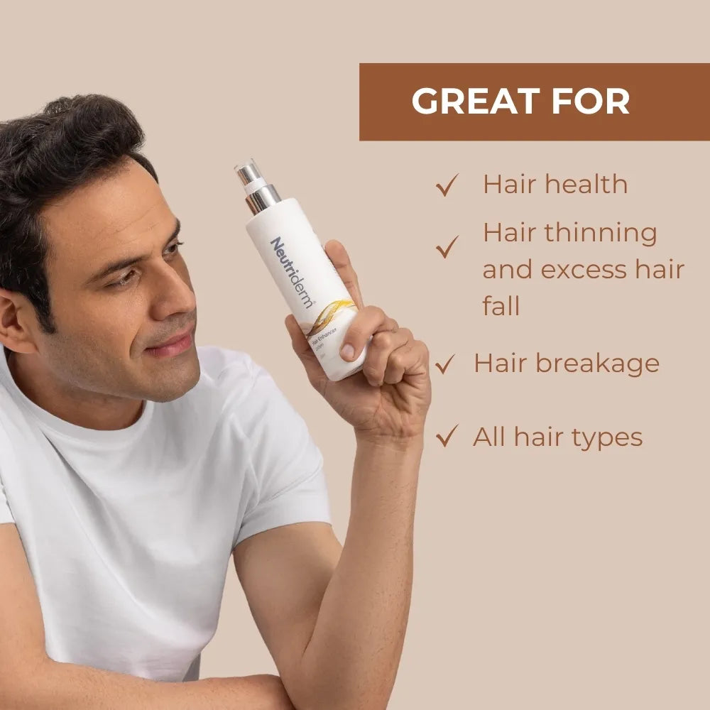  Looking to combat hair loss? Neutriderm Hair Enhancer Lotion can help. This clinically proven formula reduces hair loss and stimulates hair growth for healthier, more voluminous hair. 
