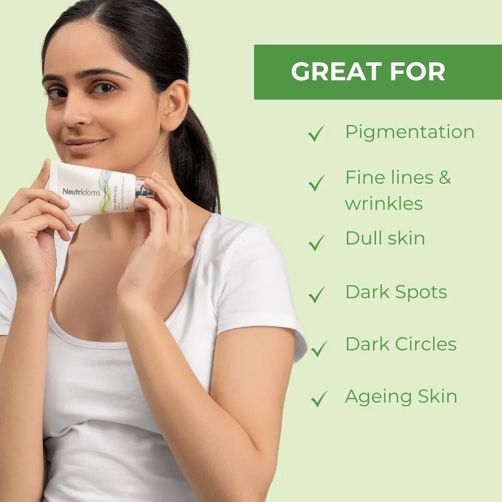  Say goodbye to dark spots with Neutriderm Whitening Creme. Formulated with potent ingredients to inhibit melanin build-up and restore your skin’s youthful radiance.