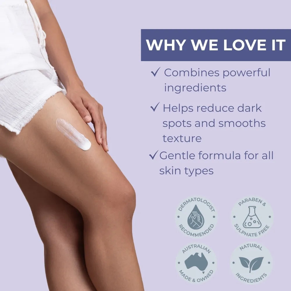  Achieve a radiant, even skin tone with Neutriderm's Brightening Body Lotion. This pH-balanced formula with Retinol & Niacinamide hydrates reduces dark spots and combats early signs of aging.