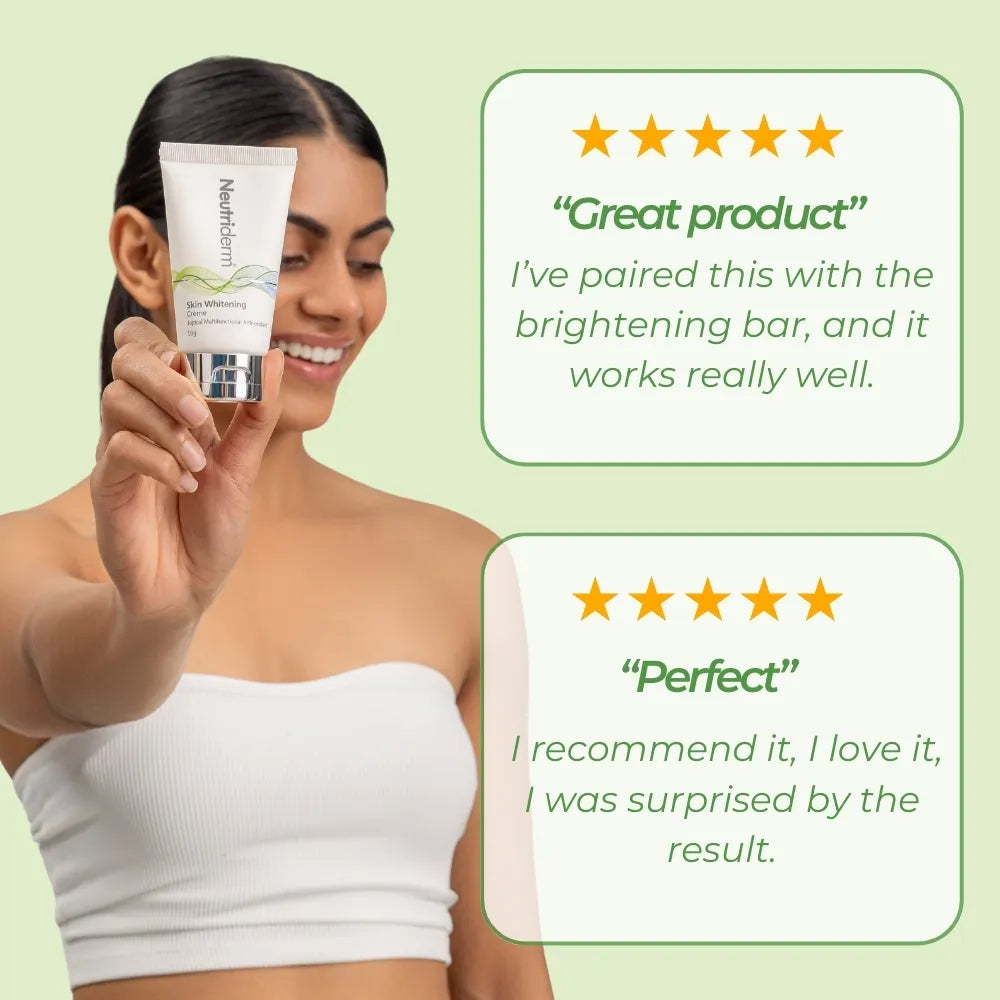  Say goodbye to dark spots with Neutriderm Whitening Creme. Formulated with potent ingredients to inhibit melanin build-up and restore your skin’s youthful radiance.
