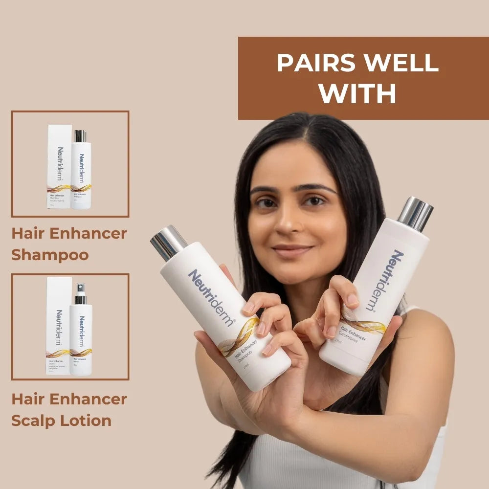  Give your hair the boost it deserves! Neutriderm Hair Enhancer Conditioner strengthens hair, prevents breakage, and enriches the scalp with botanical extracts and Vitamin E. Shop now for healthier, shinier hair!