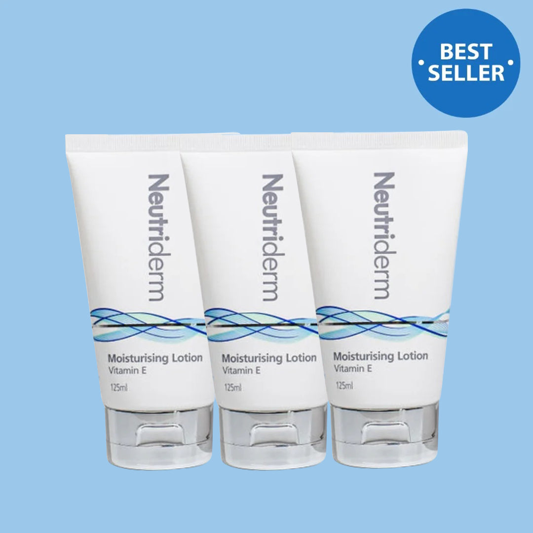 Neutriderm Moisturising Face & Body Lotion for Dry, Aging, Wrinkles, Acne, Red Skin With Vitamin E - 125ml (Pack of 3)